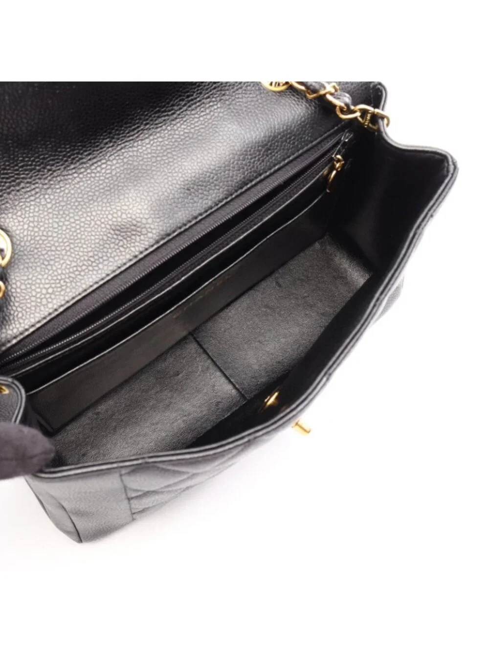 Chanel Shoulder Bag Quilted Diana Flap Black Caviar Leather Chain